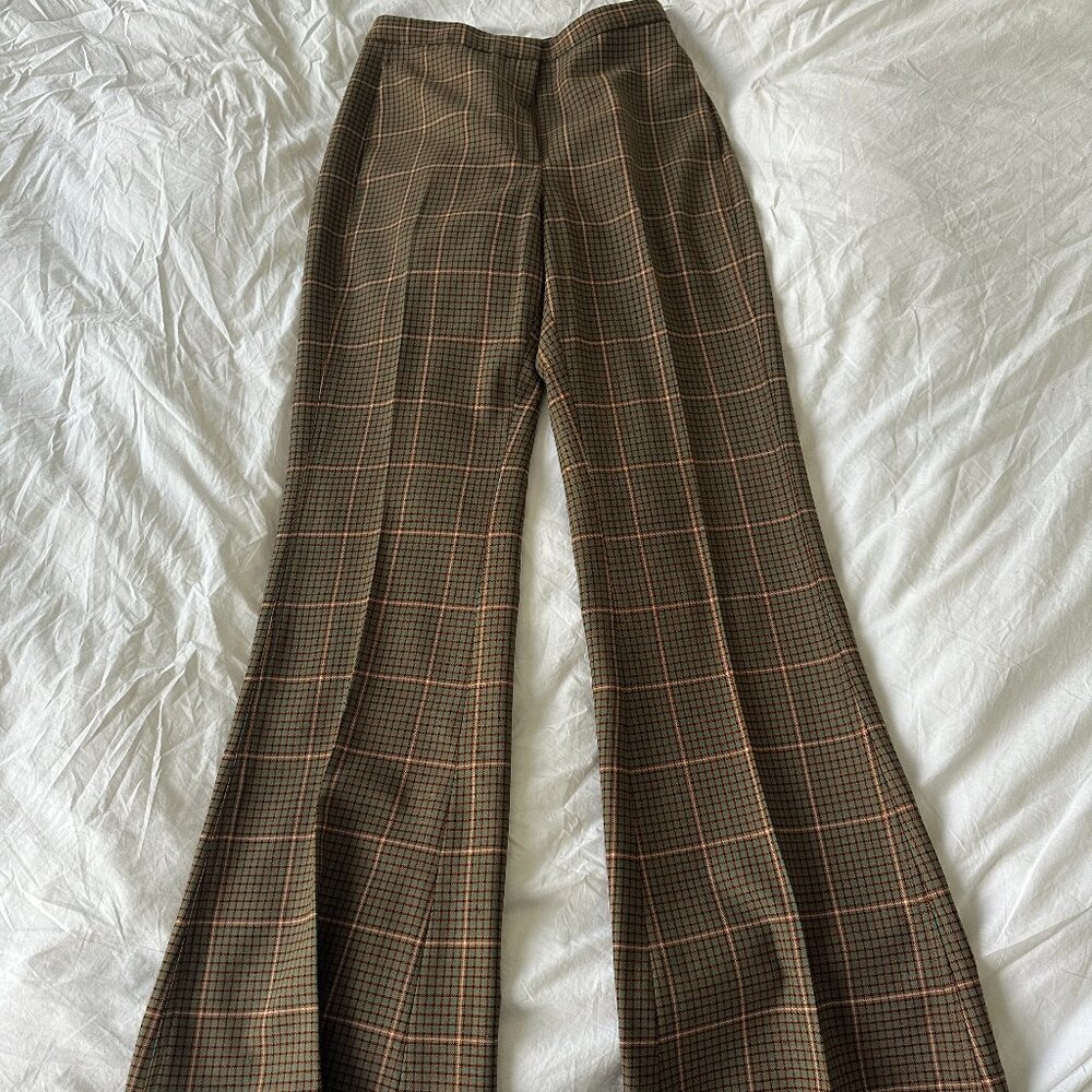 La Ligne Brown Plaid Boot Cut Trousers